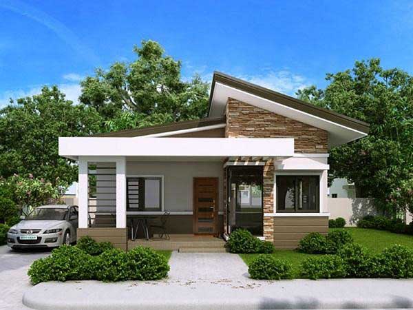 Mẫu nhà vườn 80m2 mái lệch